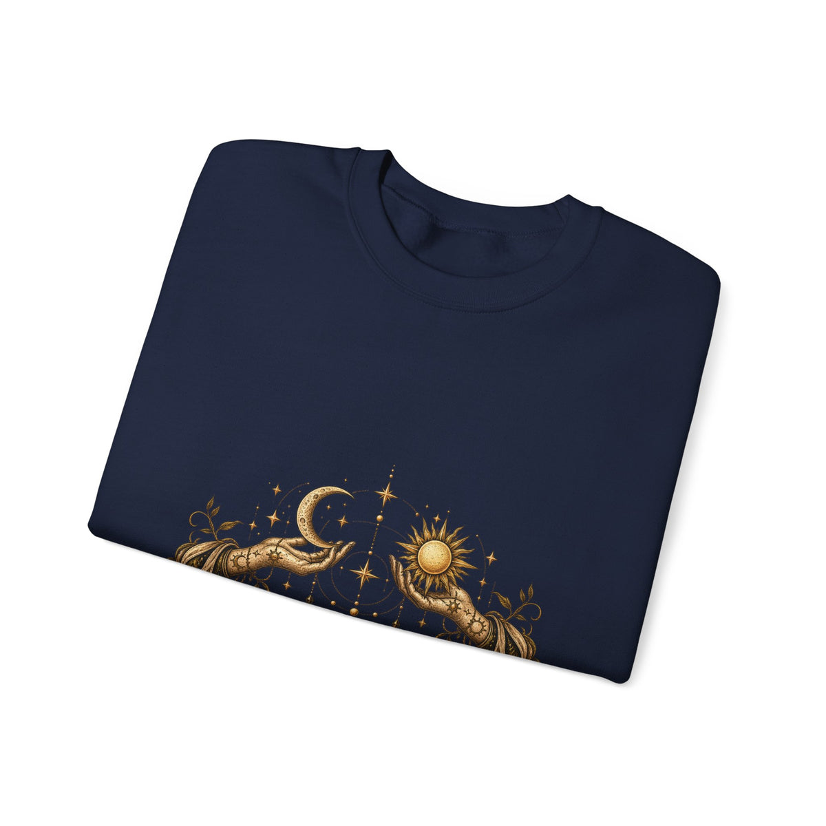 Alchemy Crewneck Sweatshirt — "Solve et Coagula" Sun, Moon & Eye Graphic