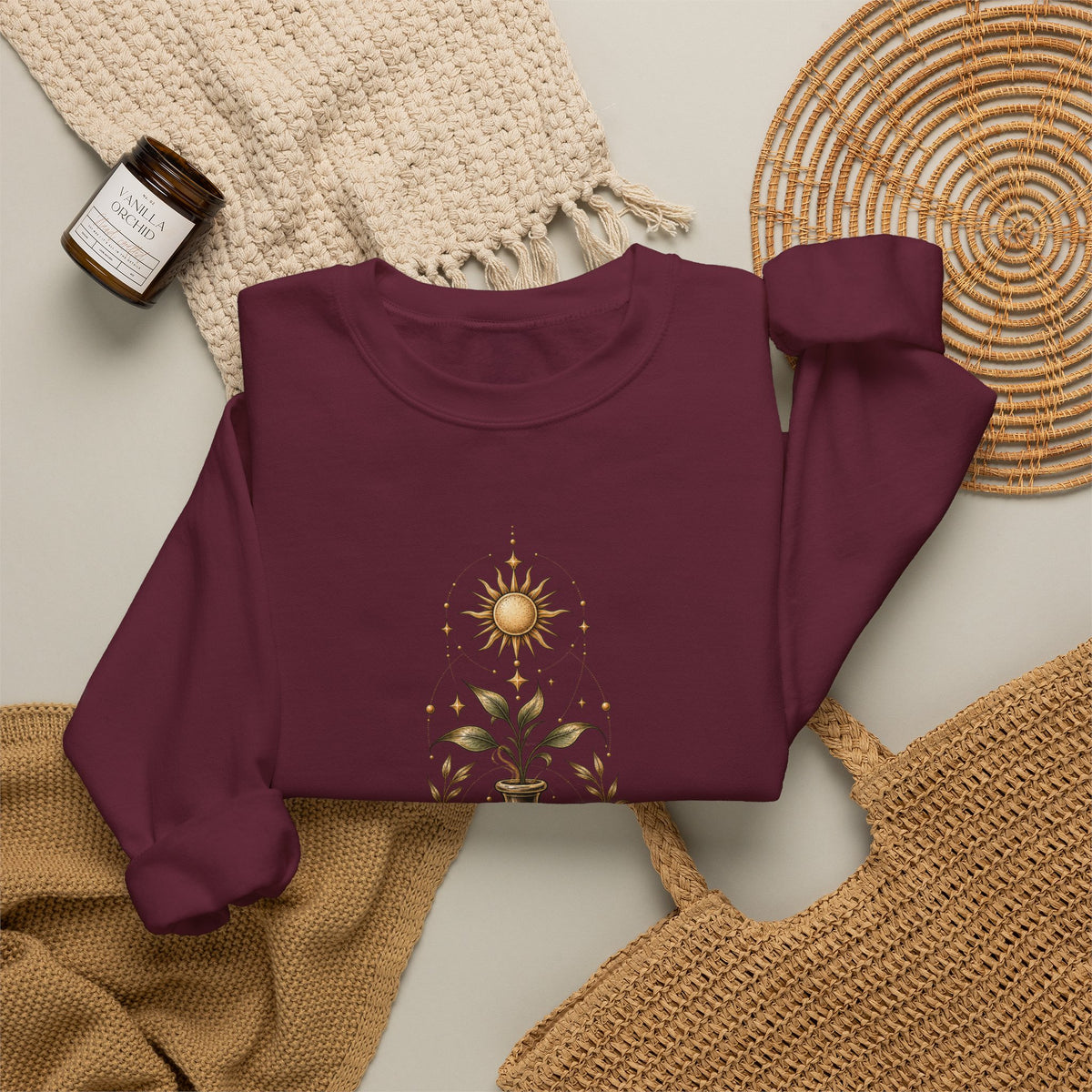 Alchemist Crewneck Sweatshirt — Mystic Sun, Moon & Eye Graphic