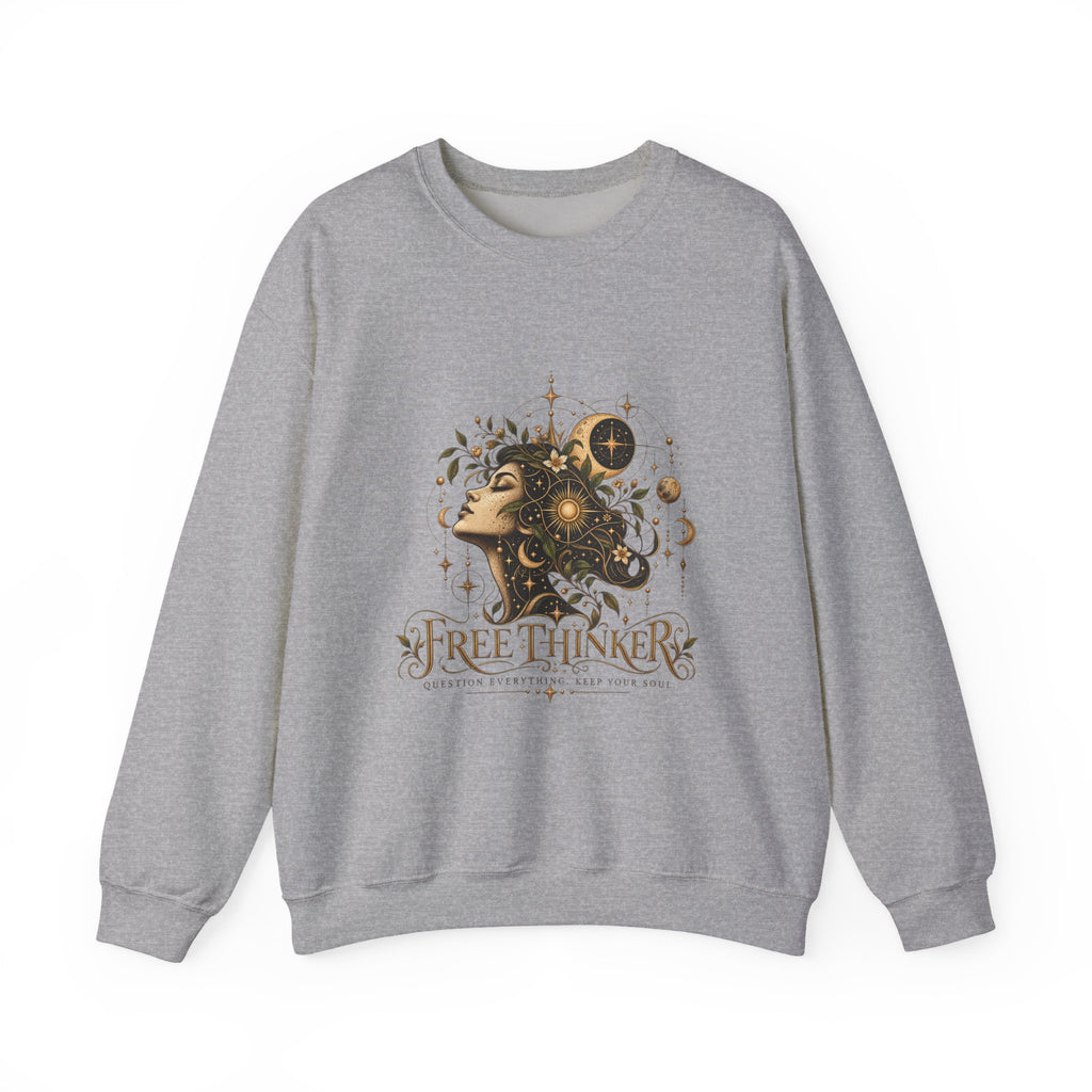 Free Thinker Crewneck Sweatshirt — Cosmic Goddess Illustration