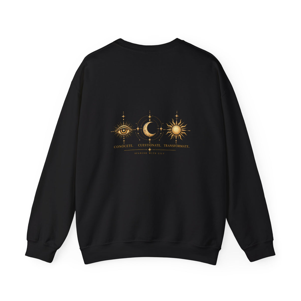 Alchemy Crewneck Sweatshirt — "Solve et Coagula" Sun, Moon & Eye Graphic