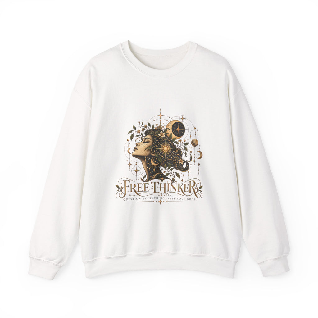 Free Thinker Crewneck Sweatshirt — Cosmic Goddess Illustration