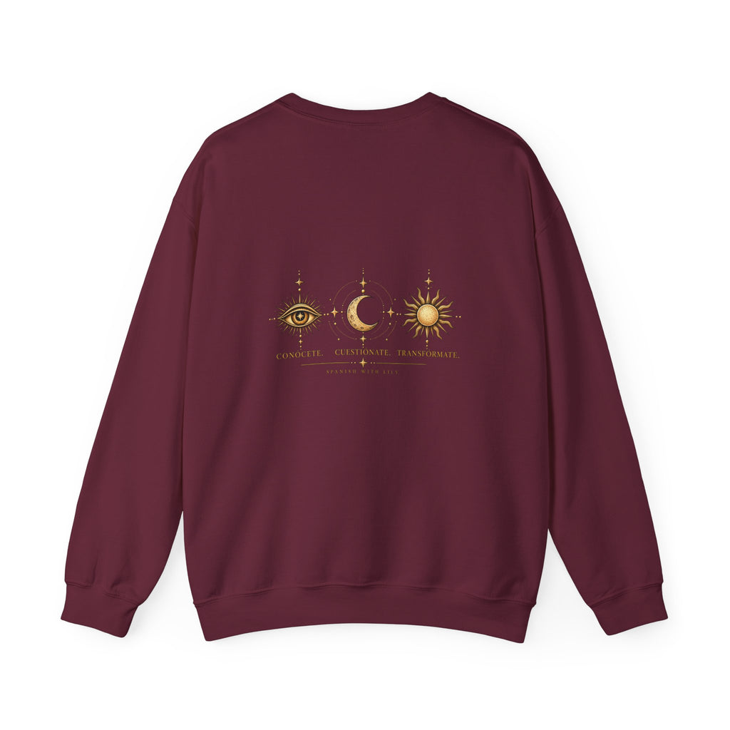 Alchemist Crewneck Sweatshirt — Mystic Sun, Moon & Eye Graphic