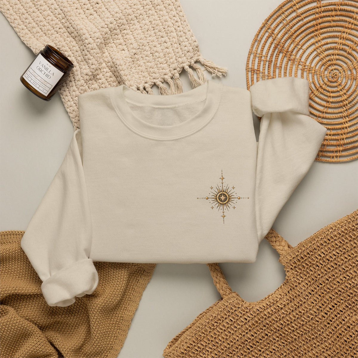 Celestial Jardin Crewneck Sweatshirt — Moon Garden Graphic