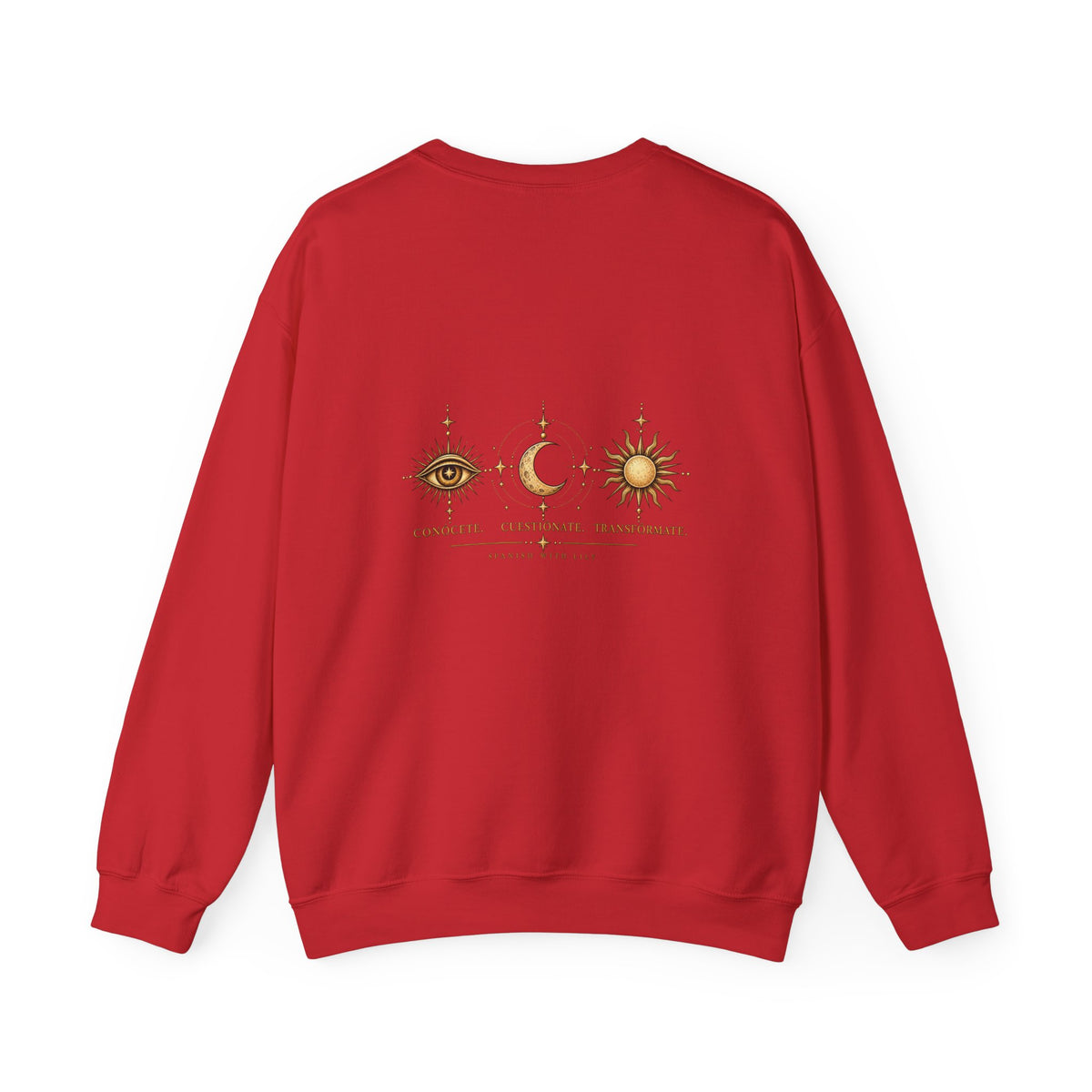 Alchemy Crewneck Sweatshirt — "Solve et Coagula" Sun, Moon & Eye Graphic