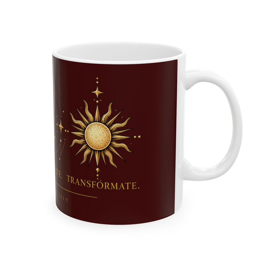 Mystic Moon & Sun Ceramic Mug — Spanish 'Cuestionate' Astrology Coffee Cup