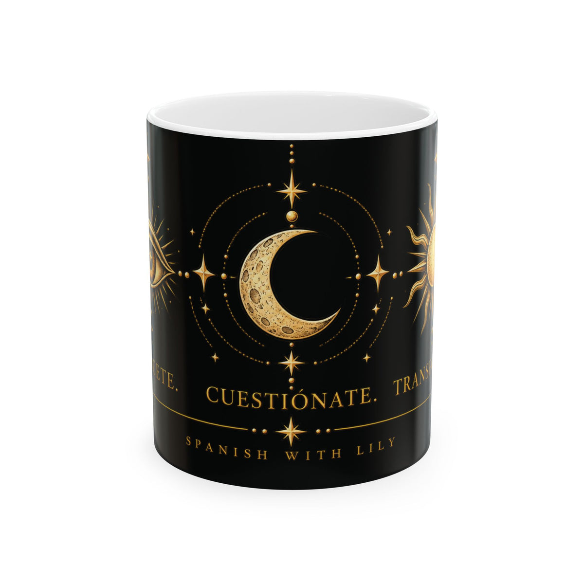 Astrological Symbols Ceramic Mug — "Conócete. Cuestiónate. Transfórmate."