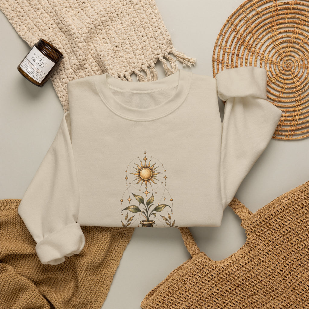 Alchemist Crewneck Sweatshirt — Mystic Sun, Moon & Eye Graphic