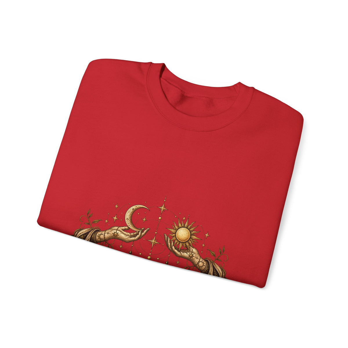Alchemy Crewneck Sweatshirt — "Solve et Coagula" Sun, Moon & Eye Graphic