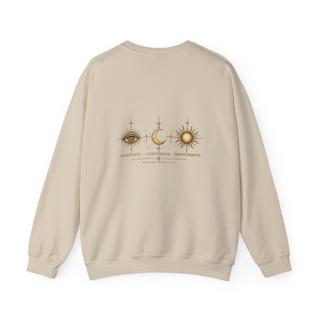 Alchemist Crewneck Sweatshirt — Mystic Sun, Moon & Eye Graphic