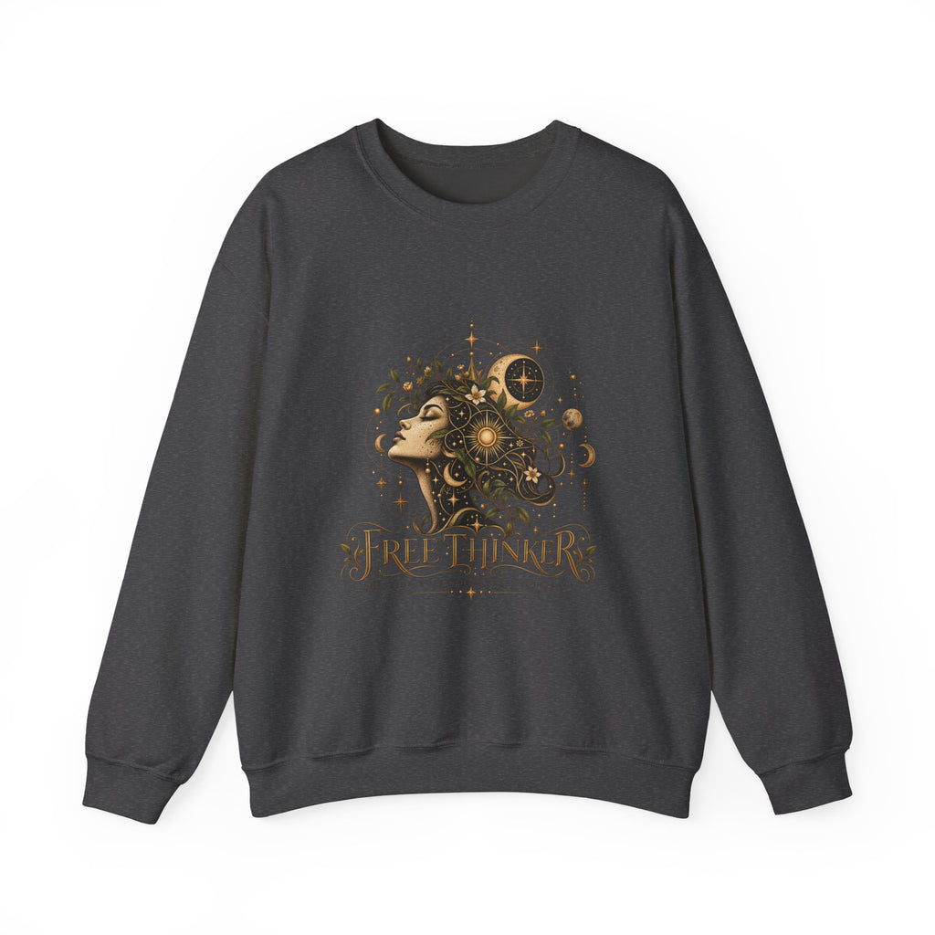 Free Thinker Crewneck Sweatshirt — Cosmic Goddess Illustration