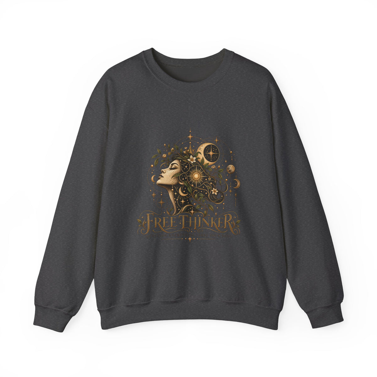 Free Thinker Crewneck Sweatshirt — Cosmic Goddess Illustration