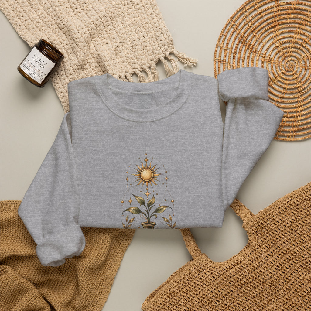 Alchemist Crewneck Sweatshirt — Mystic Sun, Moon & Eye Graphic