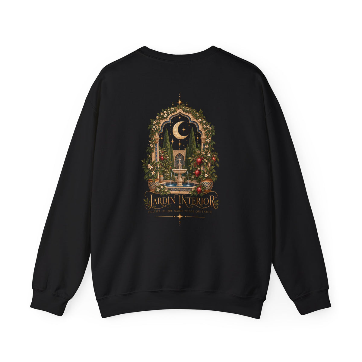 Celestial Jardin Crewneck Sweatshirt — Moon Garden Graphic