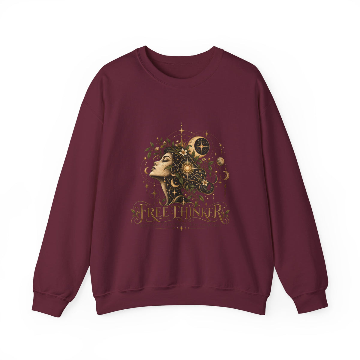Free Thinker Crewneck Sweatshirt — Cosmic Goddess Illustration