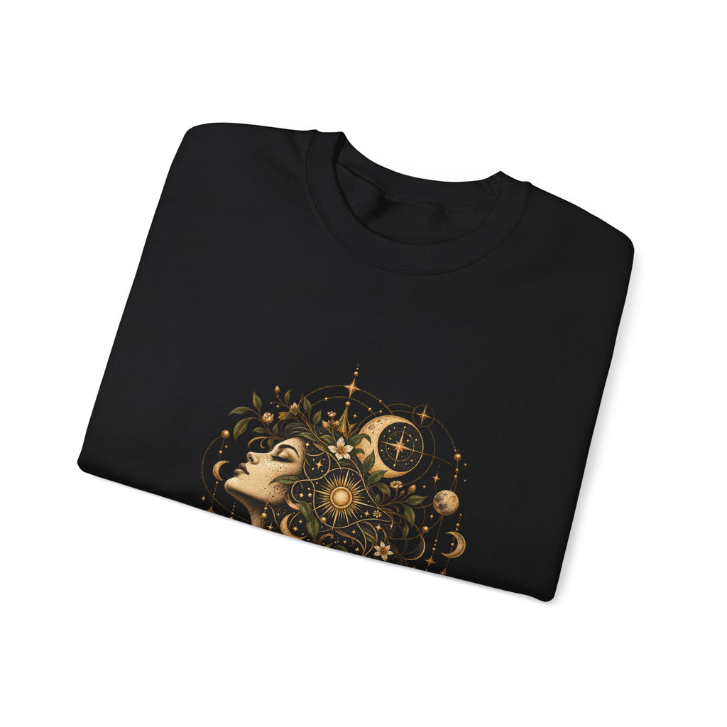 Free Thinker Crewneck Sweatshirt — Cosmic Goddess Illustration