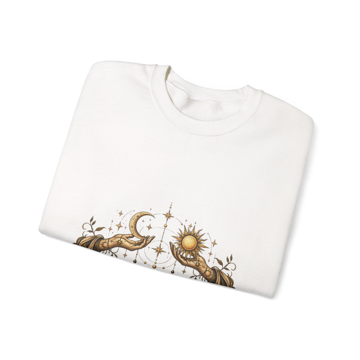 Alchemy Crewneck Sweatshirt — "Solve et Coagula" Sun, Moon & Eye Graphic