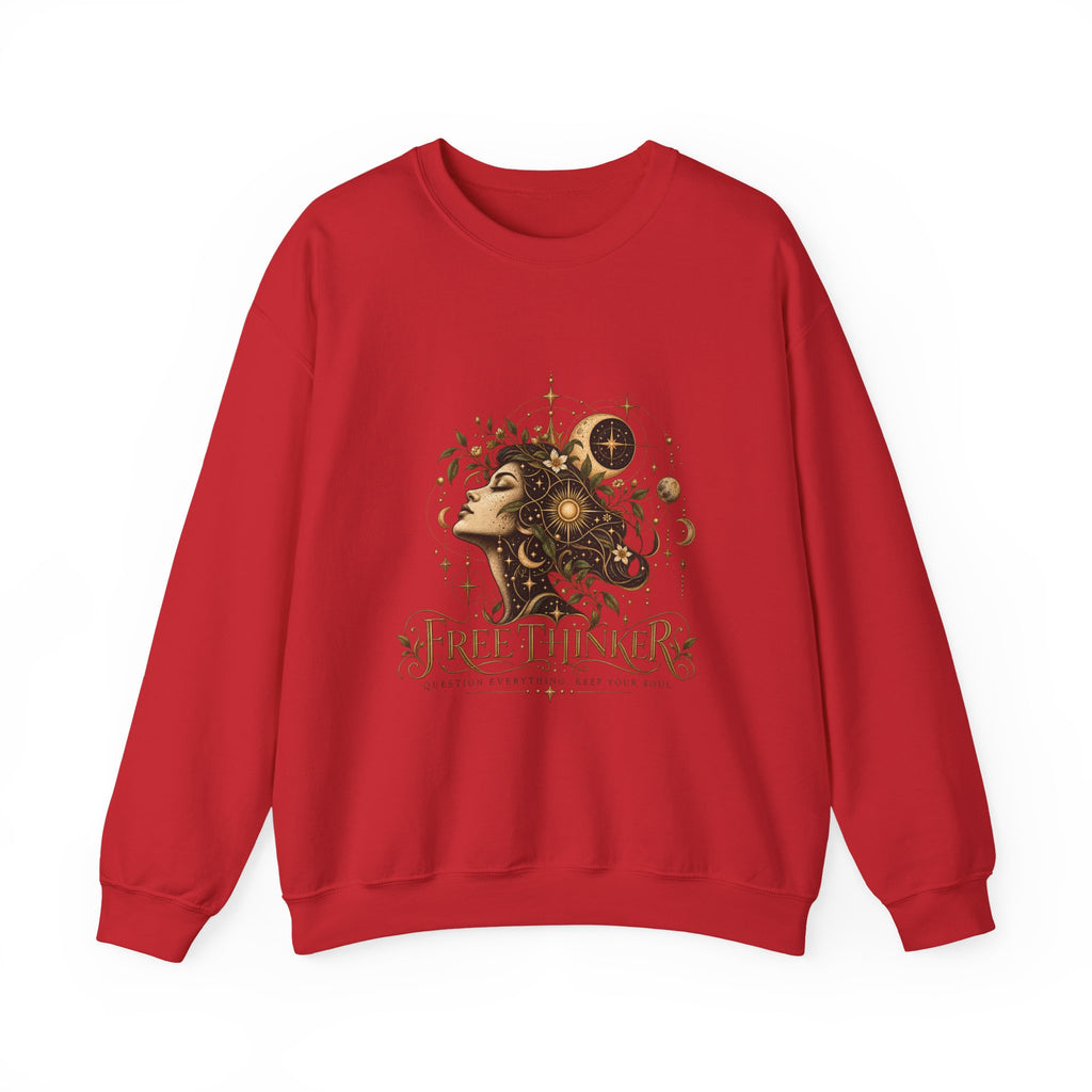Free Thinker Crewneck Sweatshirt — Cosmic Goddess Illustration
