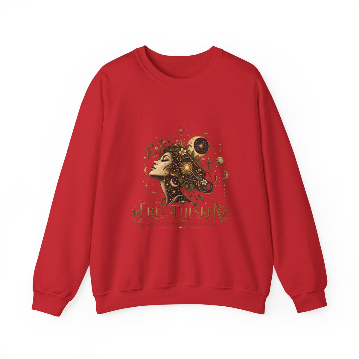 Free Thinker Crewneck Sweatshirt — Cosmic Goddess Illustration
