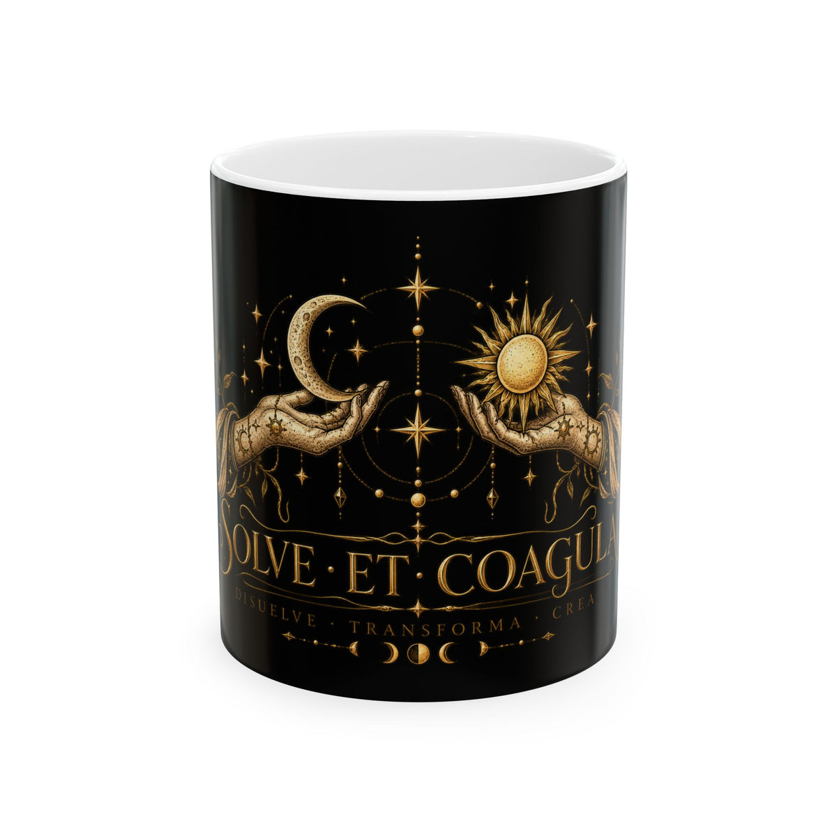 Alchemical Sun & Moon Ceramic Mug — "Solve et Coagula" Astrology Coffee Cup