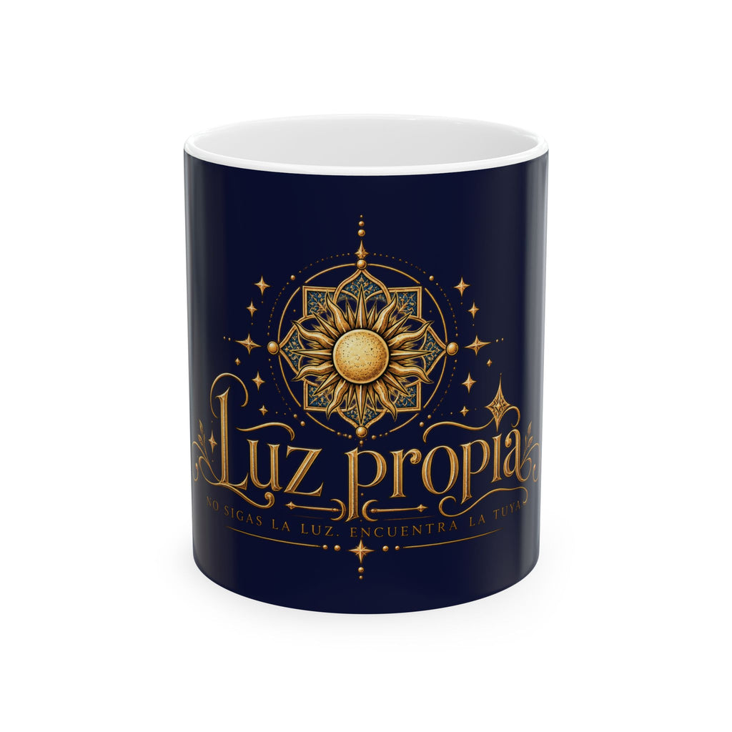 Luz Propia Ceramic Mug — Gold Sun Mandala Inspirational Coffee Cup (11oz/15oz)