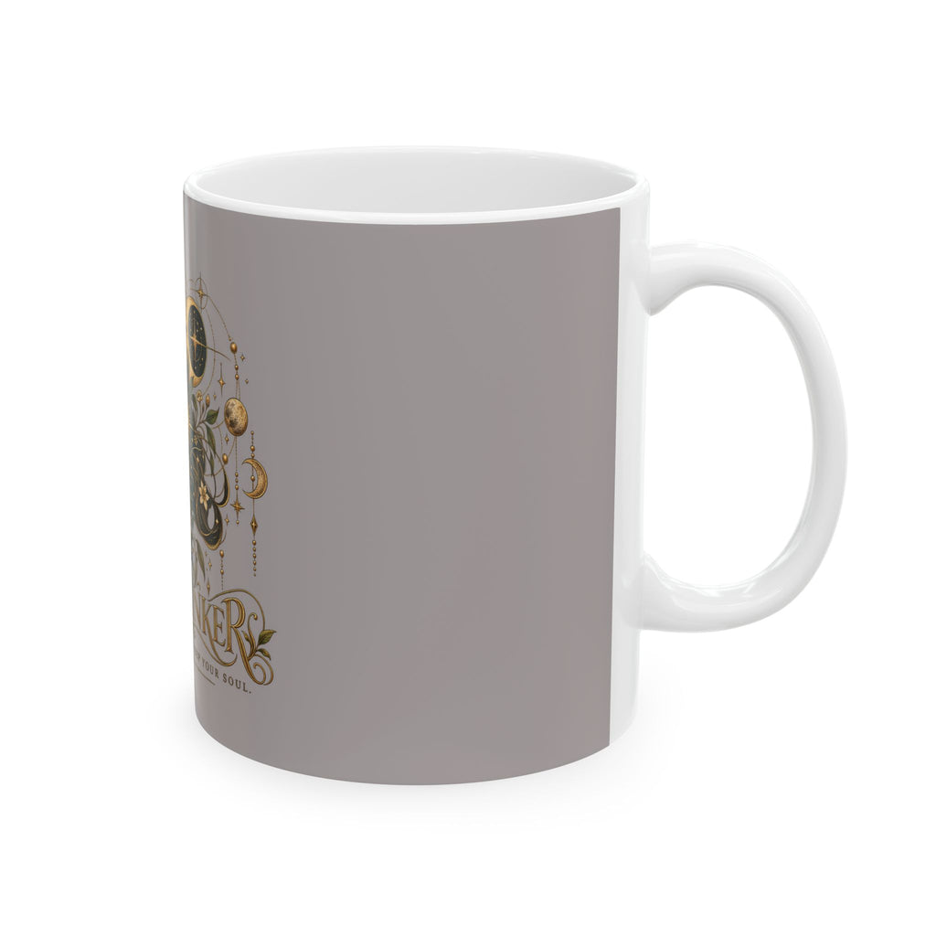 Free Thinker Ceramic Mug — Boho Celestial Art Coffee Cup (11oz/15oz)
