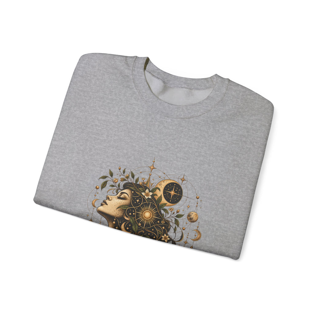 Free Thinker Crewneck Sweatshirt — Cosmic Goddess Illustration