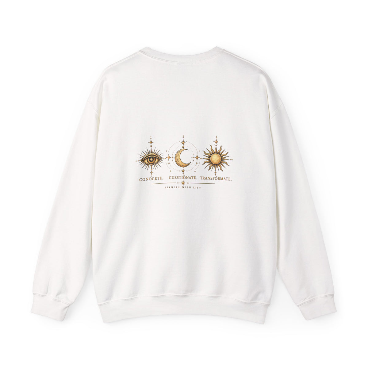 Alchemist Crewneck Sweatshirt — Mystic Sun, Moon & Eye Graphic