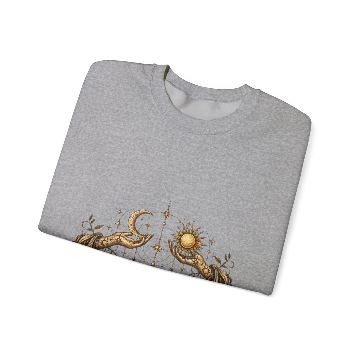 Alchemy Crewneck Sweatshirt — "Solve et Coagula" Sun, Moon & Eye Graphic