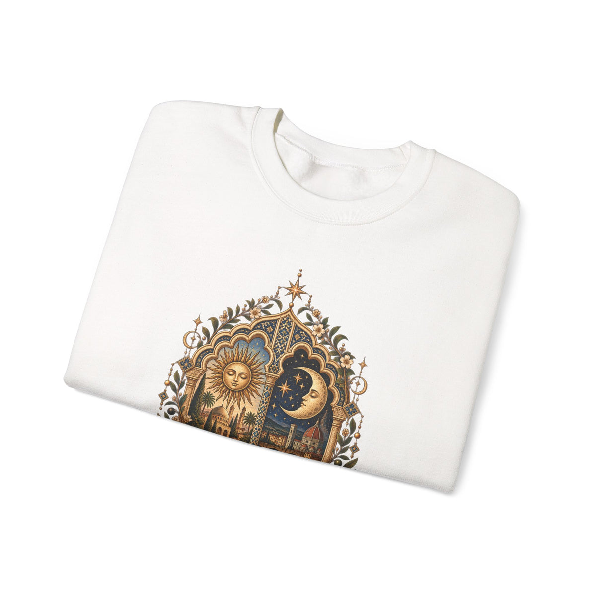 Celestial Sun & Moon Crewneck Sweatshirt — Little de Mundos Vintage Astrology Design