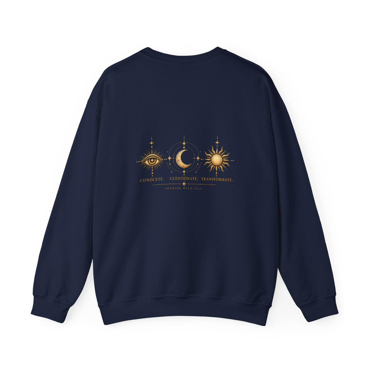 Alchemy Crewneck Sweatshirt — "Solve et Coagula" Sun, Moon & Eye Graphic
