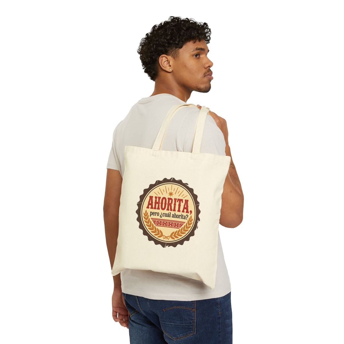 Canvas Tote Bag — "Ahorita... Pero ¿Cuál Ahorita?" Spanish with Lily - Everyday Market Tote