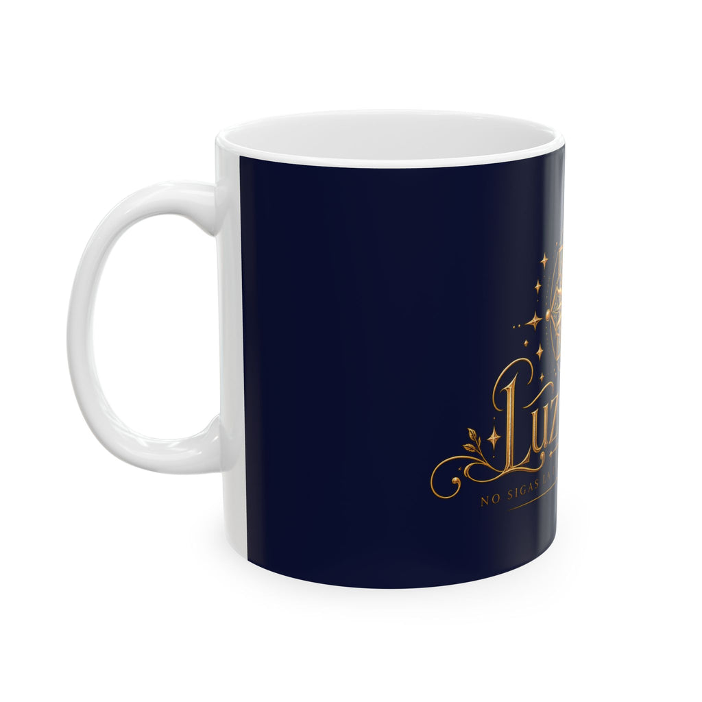 Luz Propia Ceramic Mug — Gold Sun Mandala Inspirational Coffee Cup (11oz/15oz)