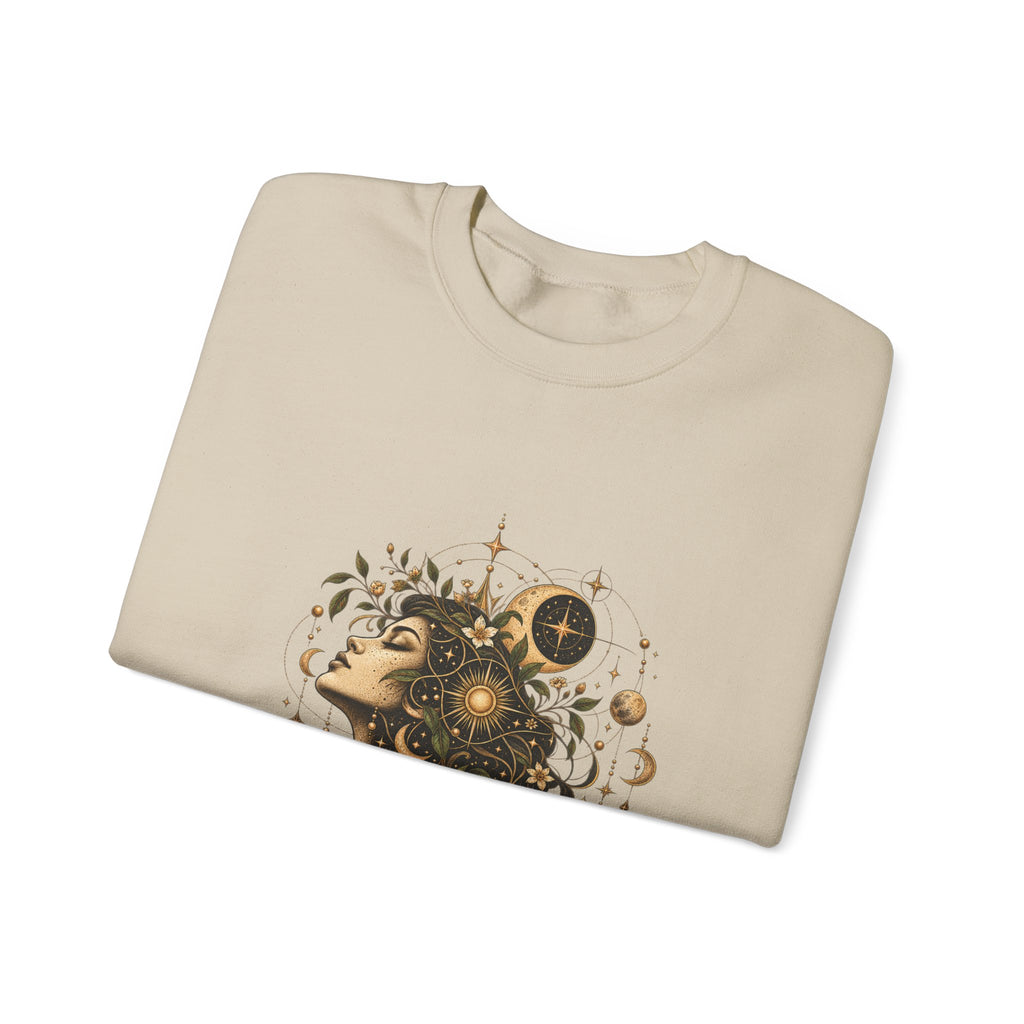 Free Thinker Crewneck Sweatshirt — Cosmic Goddess Illustration