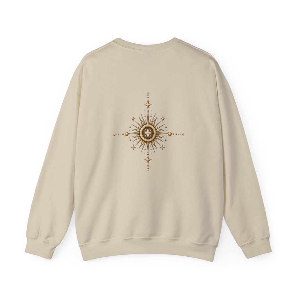 El Camino Crewneck Sweatshirt — Vintage Sun, Mountains & Compass Graphic