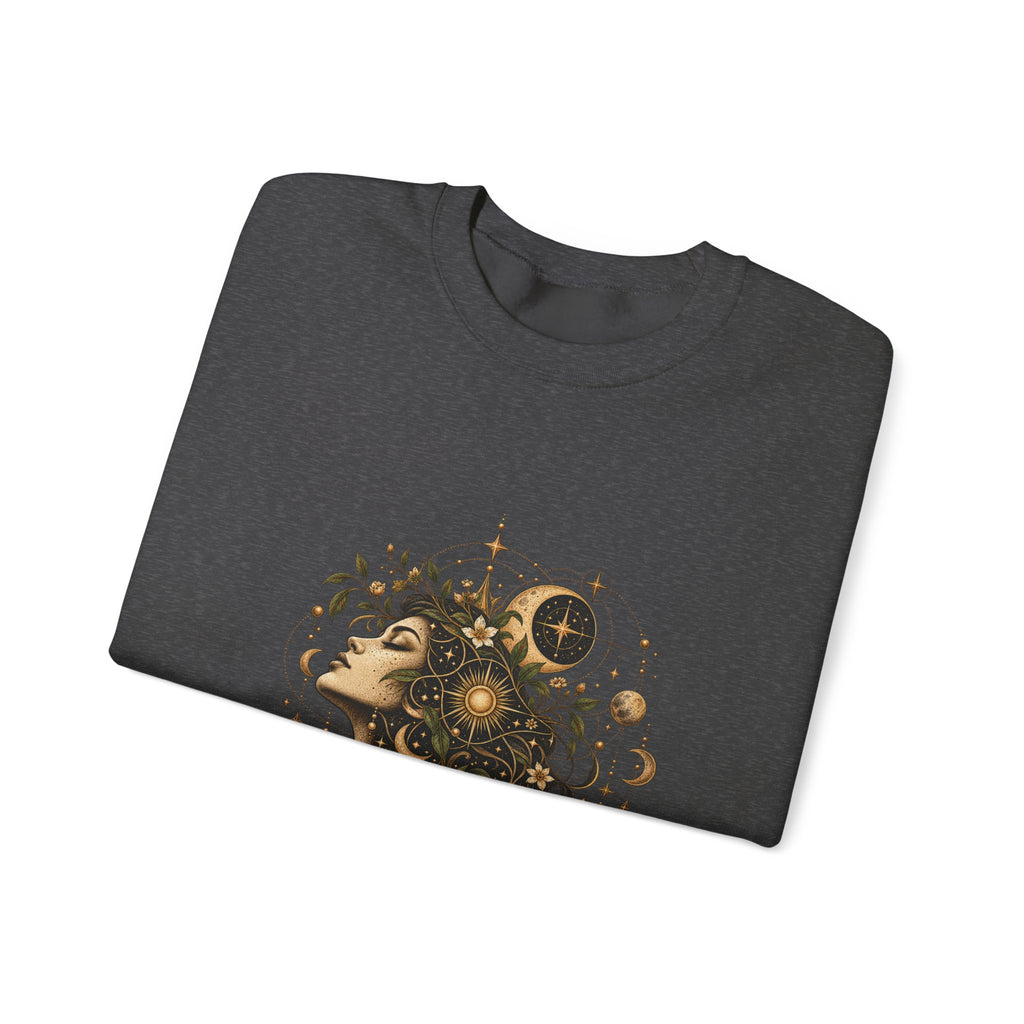 Free Thinker Crewneck Sweatshirt — Cosmic Goddess Illustration