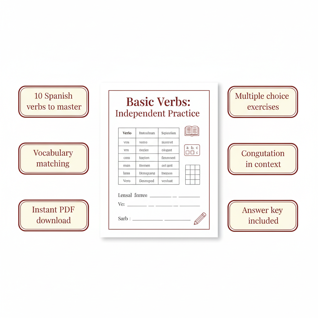 Infografía Basic Verbs Independent Practice