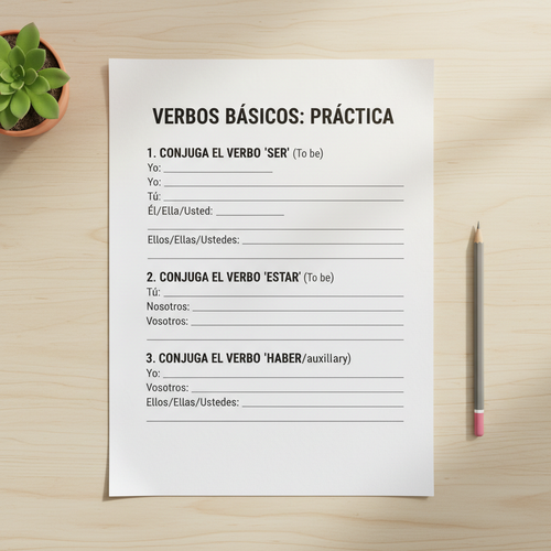 Mockup Basic Verbs Practice worksheet
